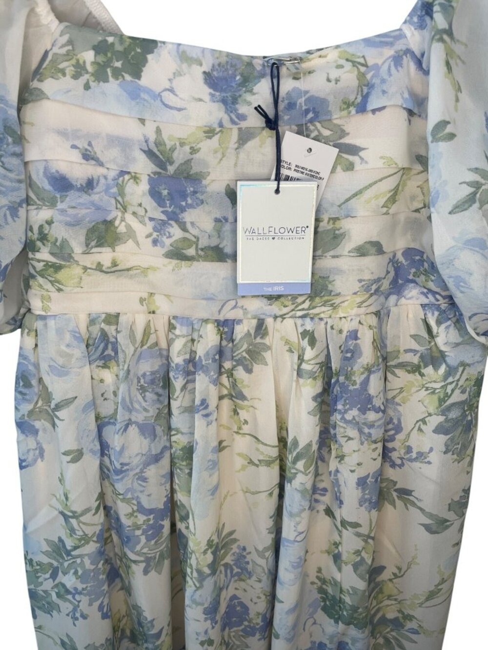 Wallflower Floral Maxi Dress With Puff Sleeves Pristine Watercolor Women's Sz S - Picture 3 of 9